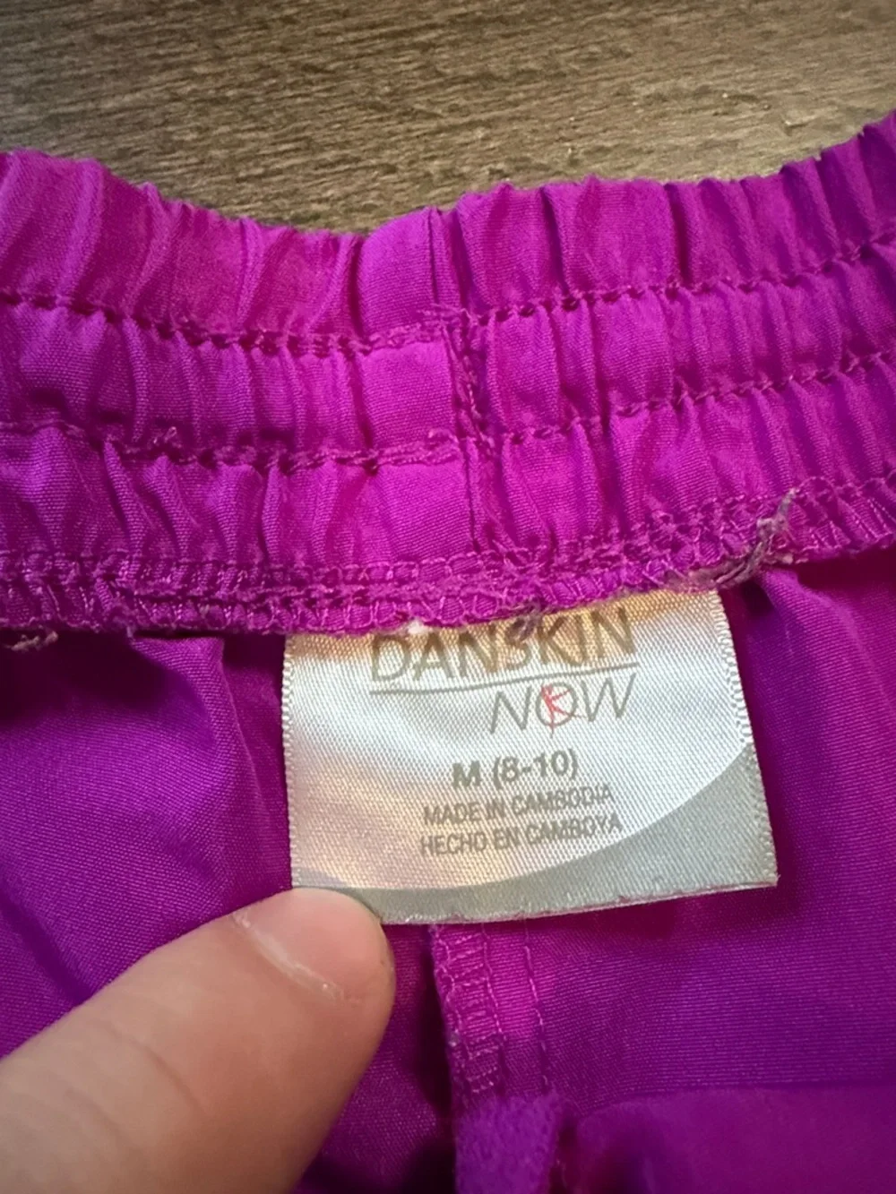 Danskin Now Magenta Athletic Shorts with Yellow Trim and White Panels Womens M